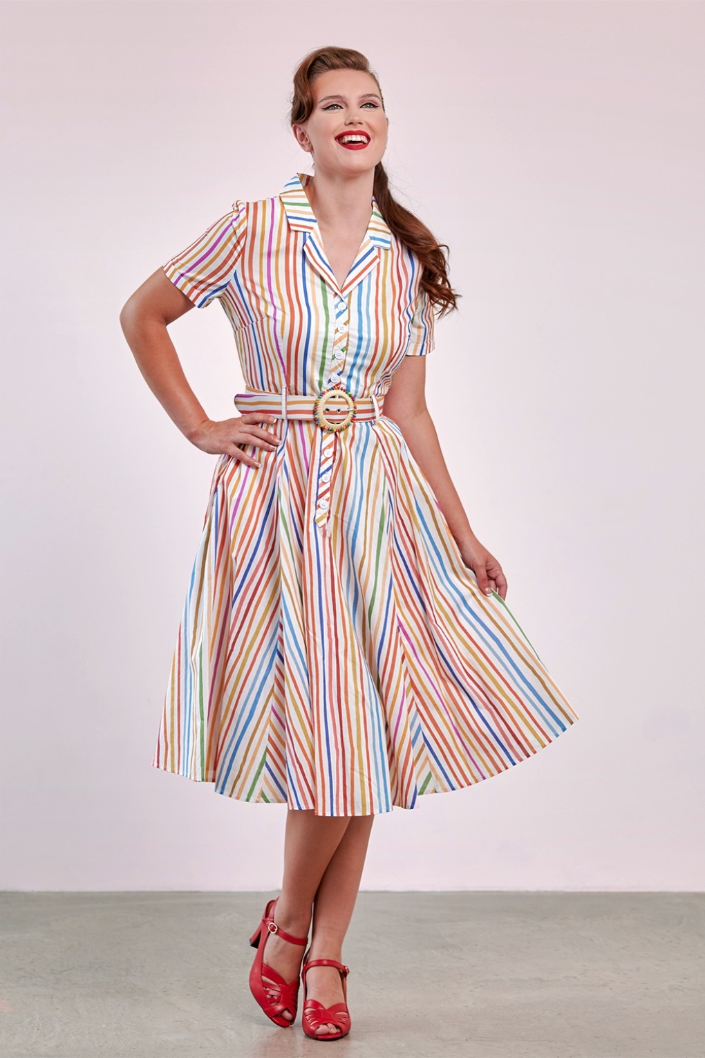 286314-Banned-55558-Dress-Swing-Stripe-Multi-Rainbow-250625-001W-full
