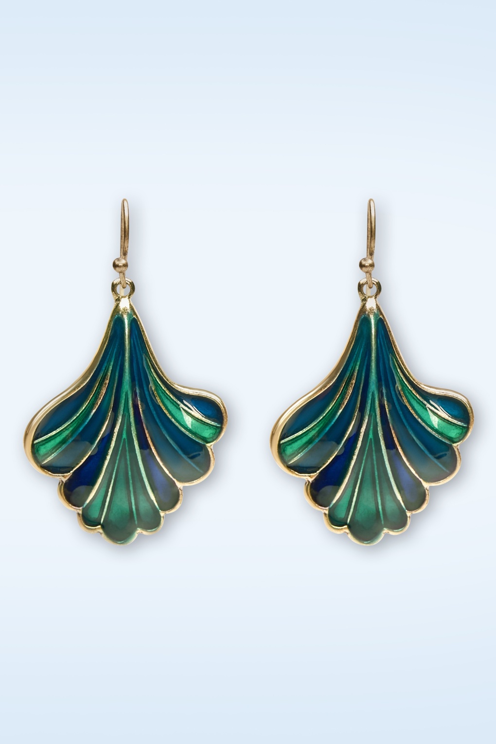 278624-Lovett-Co-54923-Earrings-Hanger-Ginko-Leaf-Teal-Gold-250624-001W-full